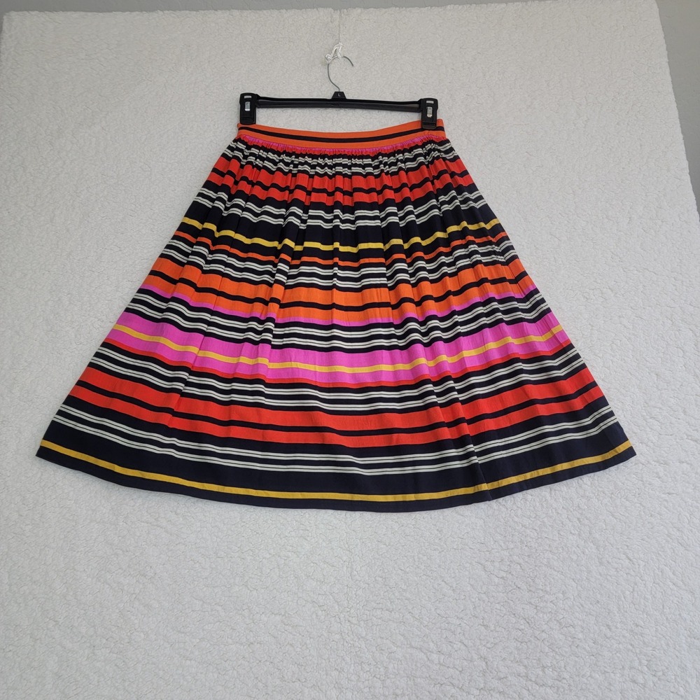 ECI New York Striped Midi Skirt Womens Size Medium Vibrant Rayon A-Line